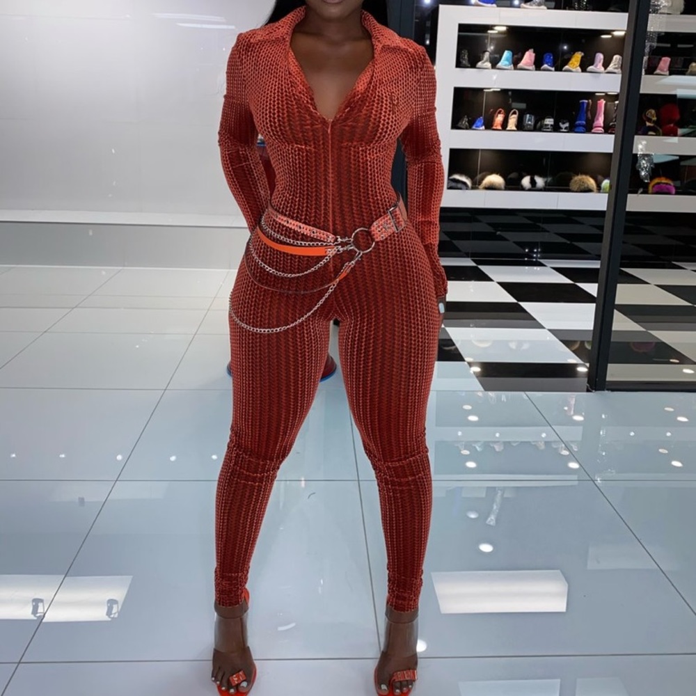 GSUWOO Diamond Cut Jumpsuit (coral) - XSmall